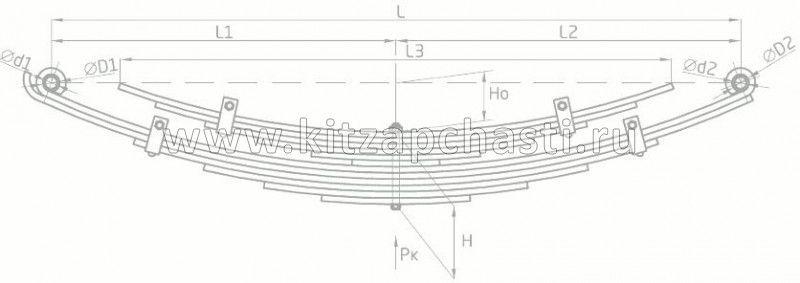 Рессора задняя левая BAW Fenix 1065 Евро 3 (Палец-Палец) BP10652950211